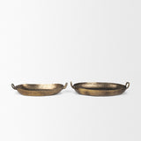Mercana Pama Hammered Gold Metal Decorative Trays (Set of 2)