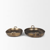 Mercana Pama Hammered Gold Metal Decorative Trays (Set of 2)