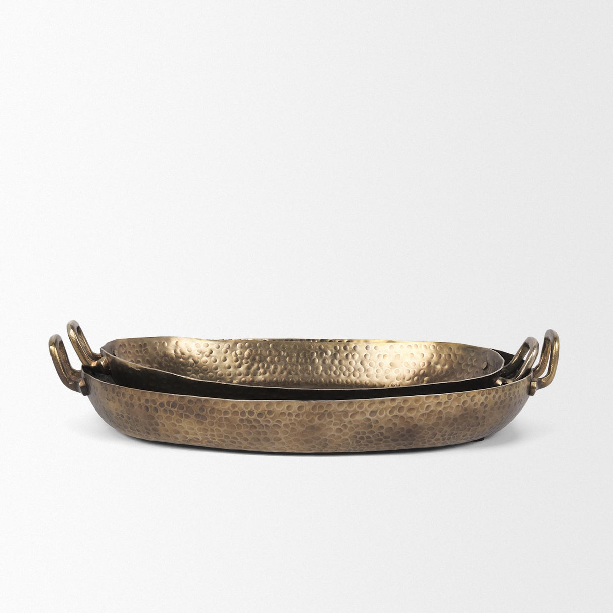 Mercana Pama Hammered Gold Metal Decorative Trays (Set of 2)