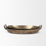 Mercana Pama Hammered Gold Metal Decorative Trays (Set of 2)