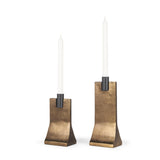 Mercana Polli Antiqued Gold w/ Matte Black Metal Taper Candleholders (Set of 2)
