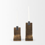 Mercana Polli Antiqued Gold w/ Matte Black Metal Taper Candleholders (Set of 2)