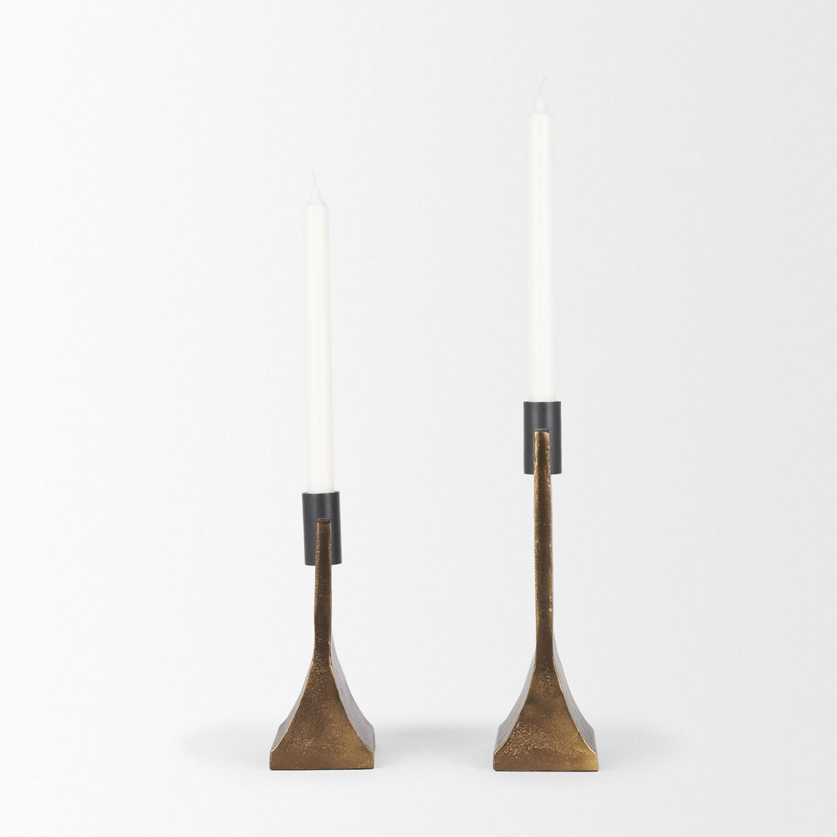 Mercana Polli Antiqued Gold w/ Matte Black Metal Taper Candleholders (Set of 2)