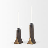 Mercana Polli Antiqued Gold w/ Matte Black Metal Taper Candleholders (Set of 2)