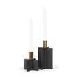 Mercana Pia Matte Black w/ Brushed Gold Metal Taper Candleholder (Set of 2)