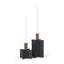 Mercana Pia Matte Black w/ Brushed Gold Metal Taper Candleholder (Set of 2)