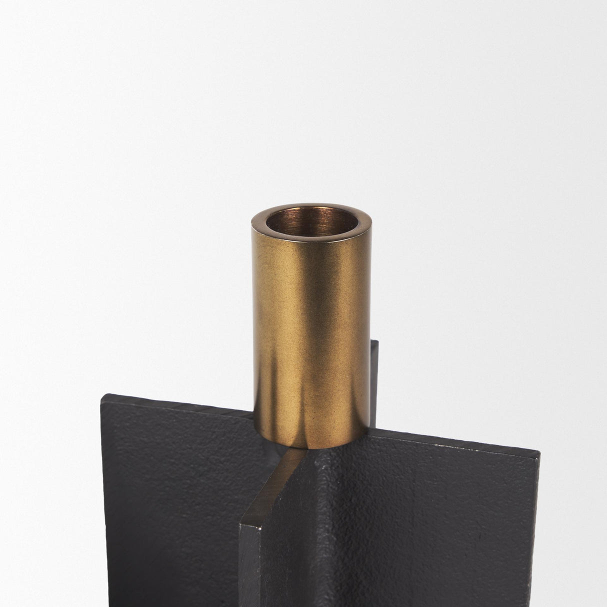 Mercana Pia Matte Black w/ Brushed Gold Metal Taper Candleholder (Set of 2)
