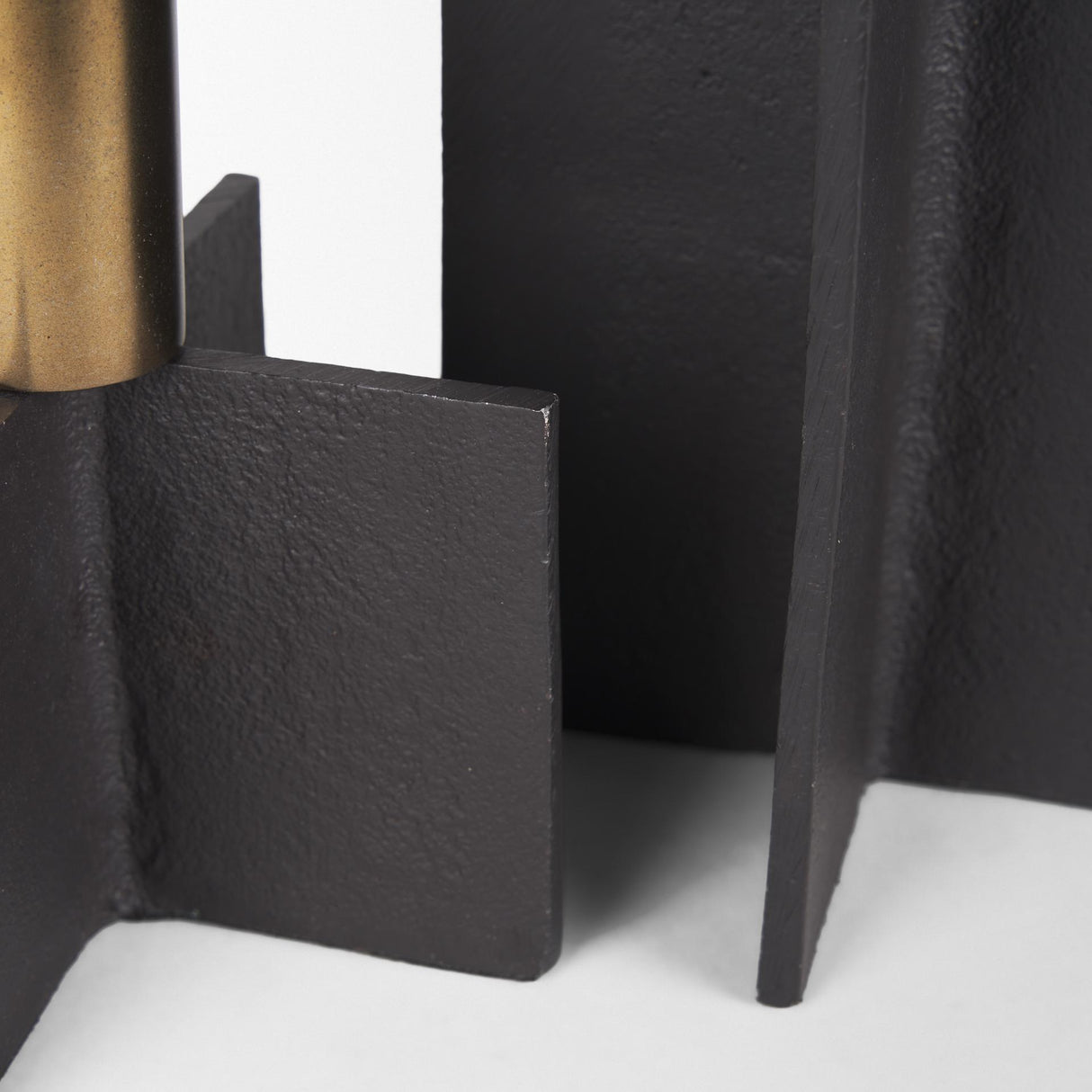 Mercana Pia Matte Black w/ Brushed Gold Metal Taper Candleholder (Set of 2)