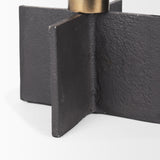 Mercana Pia Matte Black w/ Brushed Gold Metal Taper Candleholder (Set of 2)