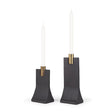 Mercana Polli Matte Black w/ Brushed Gold Metal Taper Candleholders (Set of 2)