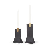 Mercana Polli Matte Black w/ Brushed Gold Metal Taper Candleholders (Set of 2)