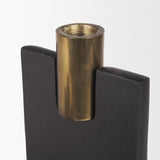 Mercana Polli Matte Black w/ Brushed Gold Metal Taper Candleholders (Set of 2)