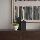 Mercana Polli Matte Black w/ Brushed Gold Metal Taper Candleholders (Set of 2)