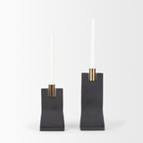 Mercana Polli Matte Black w/ Brushed Gold Metal Taper Candleholders (Set of 2)