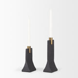 Mercana Polli Matte Black w/ Brushed Gold Metal Taper Candleholders (Set of 2)