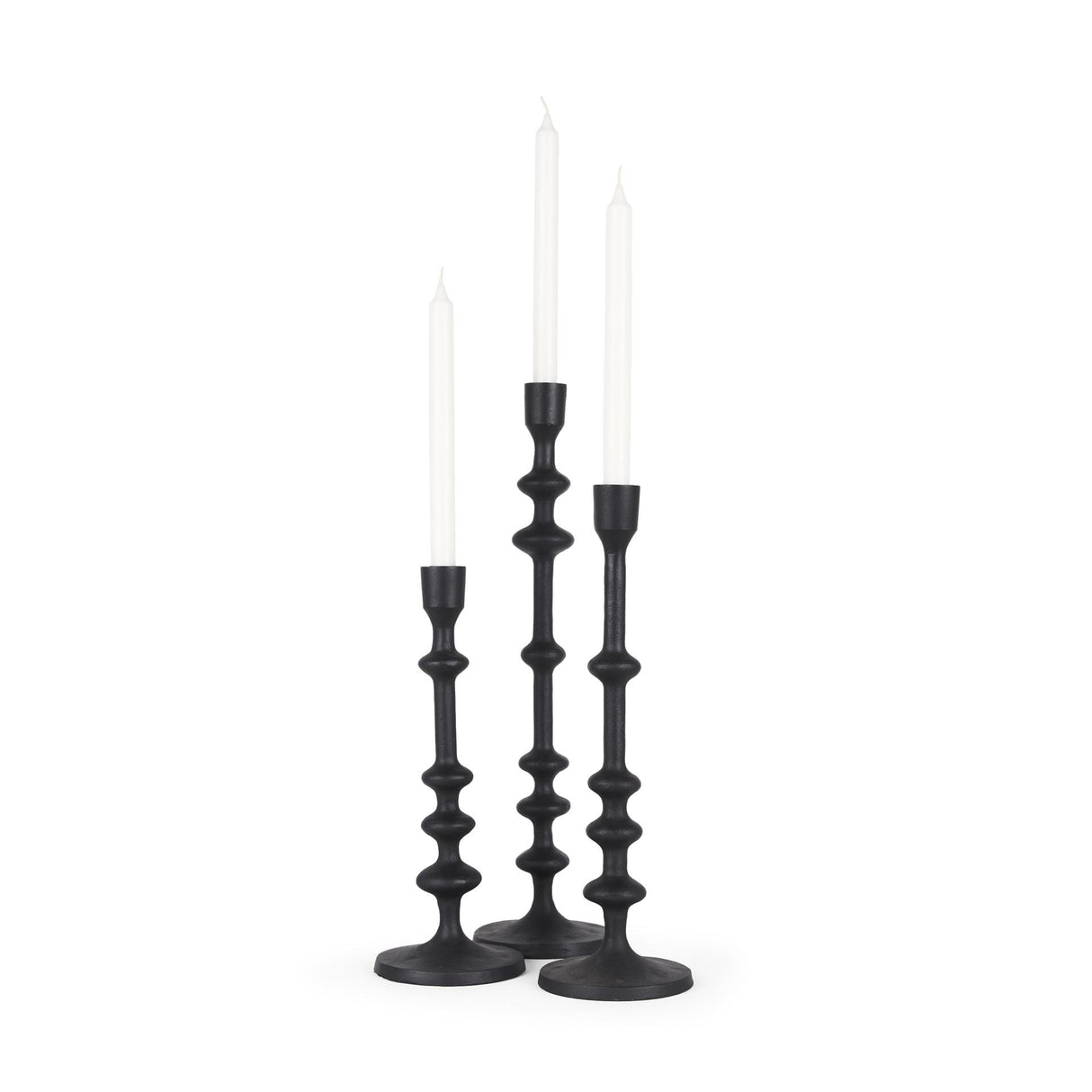 Mercana Paolo Matte Black Metal Candle Holder (Set of 3)