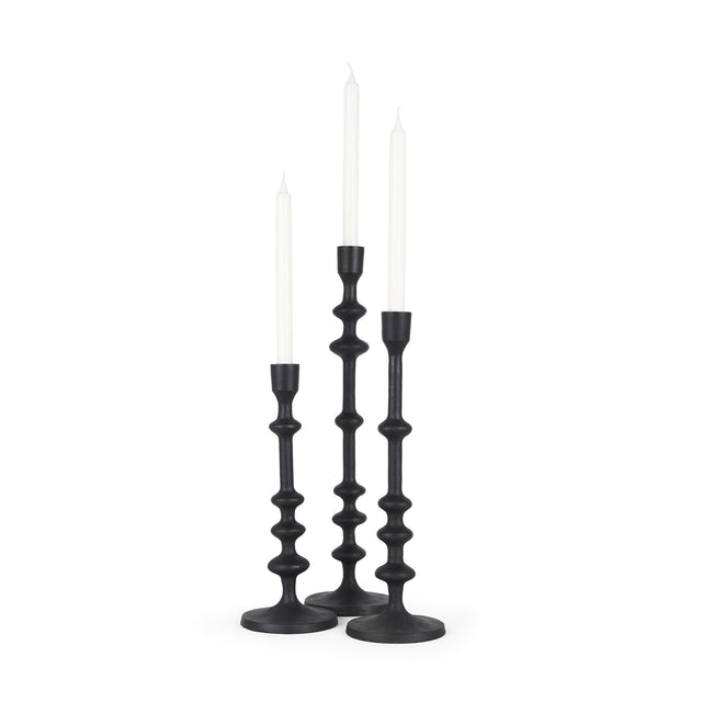 Mercana Paolo Matte Black Metal Candle Holder (Set of 3)