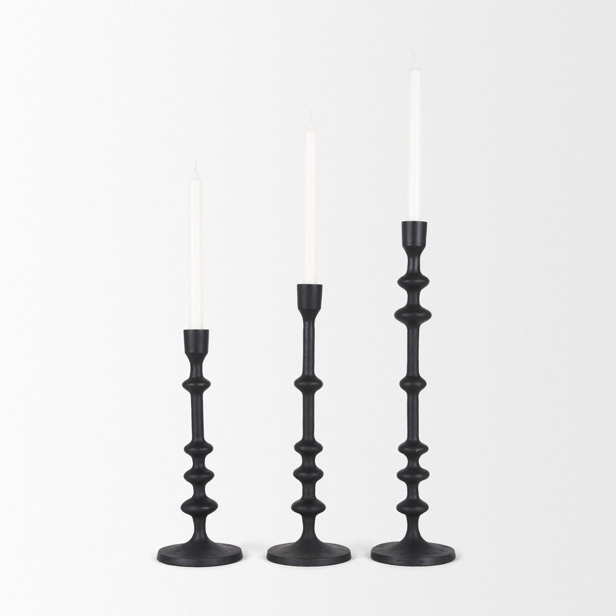 Mercana Paolo Matte Black Metal Candle Holder (Set of 3)