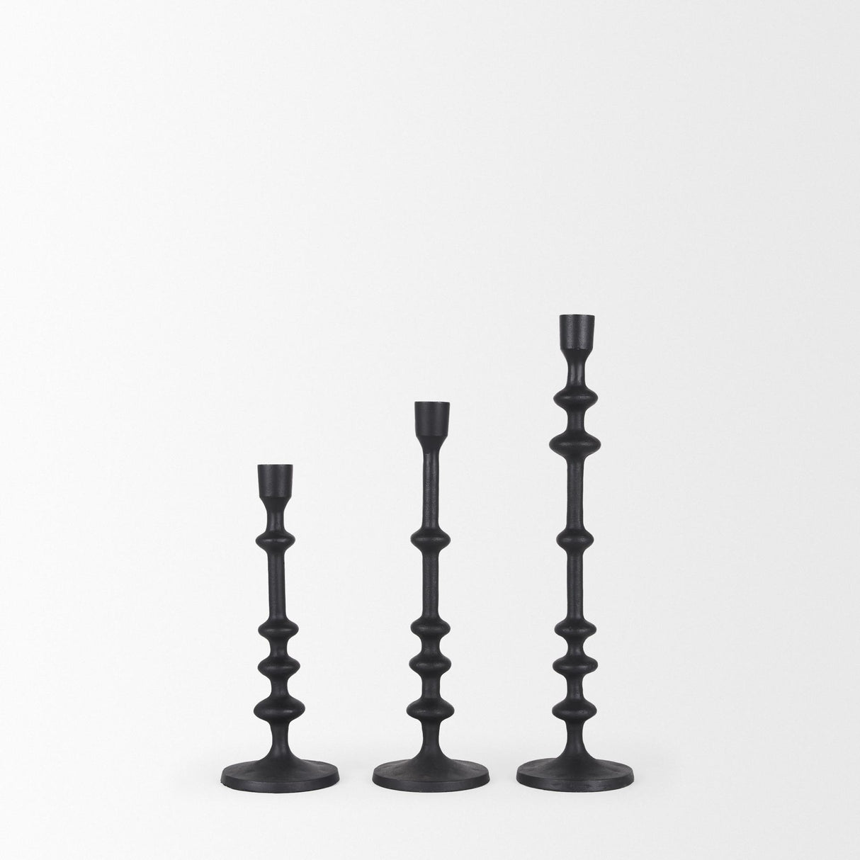Mercana Paolo Matte Black Metal Candle Holder (Set of 3)