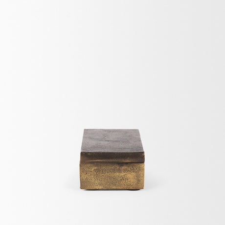 Mercana Porschia Small Antiqued Gold Metal Decorative Box