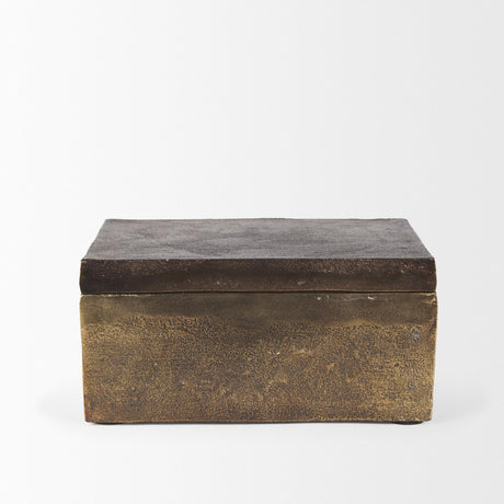 Mercana Porschia Large Antiqued Gold Metal Decorative Box