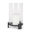 Mercana Price Large Matte Black Metal w/ Glass Hurricane Candle Holder