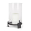 Mercana Price Large Matte Black Metal w/ Glass Hurricane Candle Holder