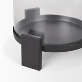 Mercana Price Large Matte Black Metal w/ Glass Hurricane Candle Holder