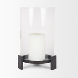 Mercana Price Large Matte Black Metal w/ Glass Hurricane Candle Holder