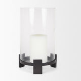Mercana Price Large Matte Black Metal w/ Glass Hurricane Candle Holder