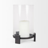 Mercana Price Large Matte Black Metal w/ Glass Hurricane Candle Holder