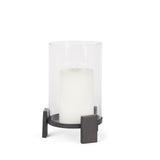 Mercana Price Small Matte Black Metal w/ Glass Hurricane Candle Holder