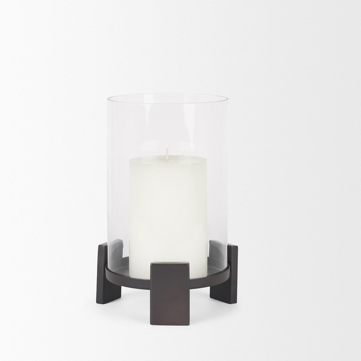 Mercana Price Small Matte Black Metal w/ Glass Hurricane Candle Holder