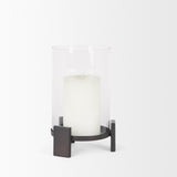Mercana Price Small Matte Black Metal w/ Glass Hurricane Candle Holder