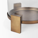 Mercana Price Large Antiqued Gold Metal w/ Glass Hurricane Candle Holder