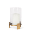 Mercana Price Small Antiqued Gold Metal w/ Glass Hurricane Candle Holder