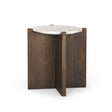 Mercana Bianca Dark Brown Wood w/ Marble Round Accent Table