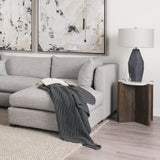 Mercana Bianca Dark Brown Wood w/ Marble Round Accent Table