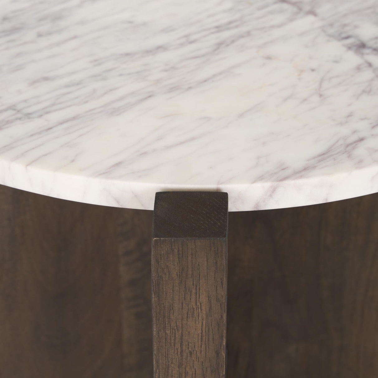 Mercana Bianca Dark Brown Wood w/ Marble Round Accent Table
