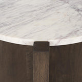 Mercana Bianca Dark Brown Wood w/ Marble Round Accent Table