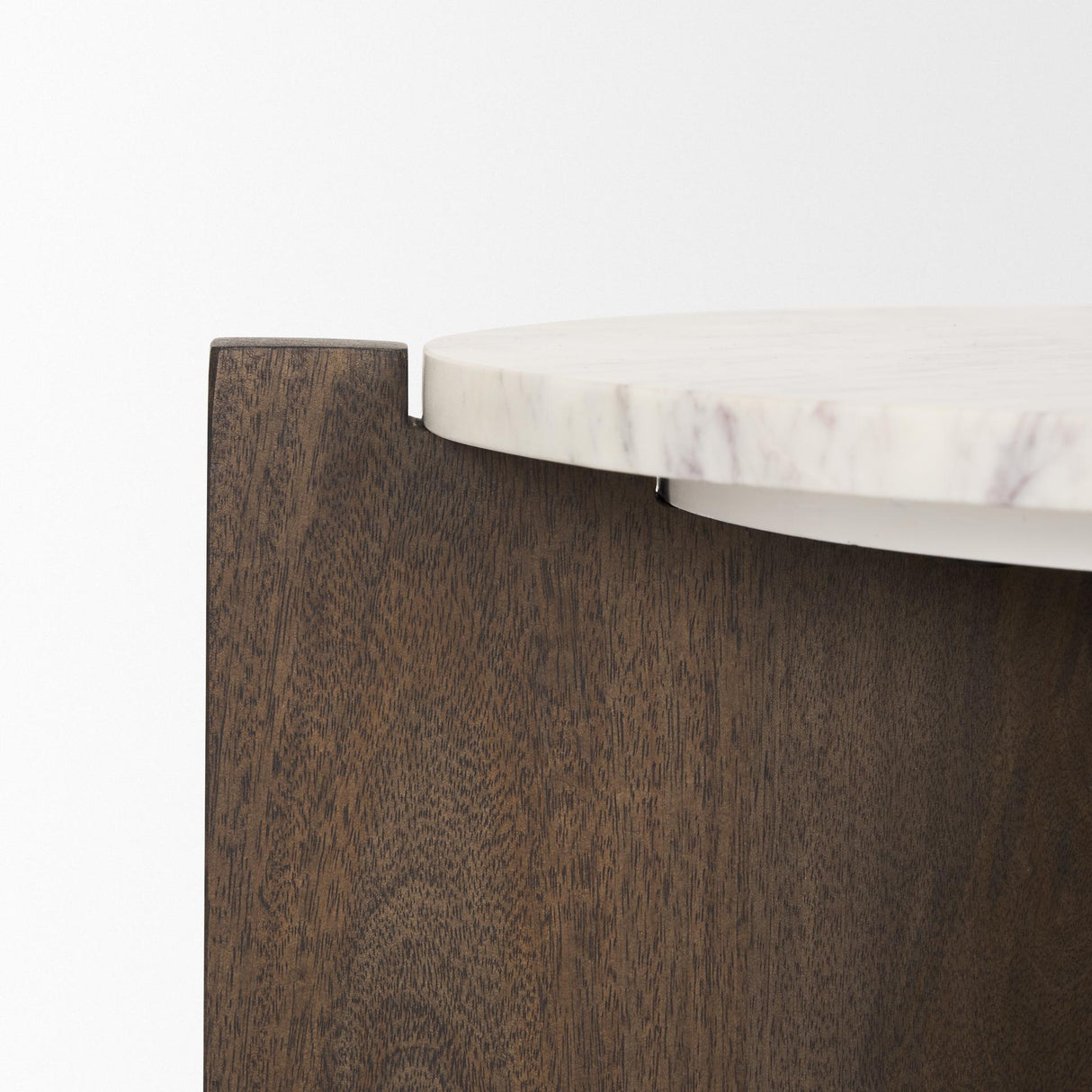 Mercana Bianca Dark Brown Wood w/ Marble Round Accent Table