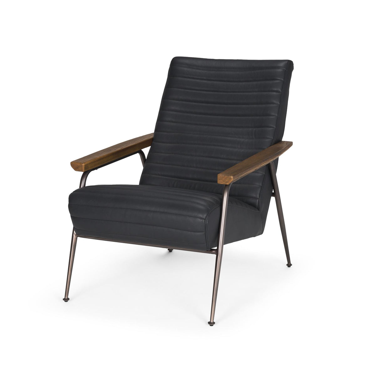 Mercana Grosjean Black Leather w/ Black Metal Frame Accent Chair