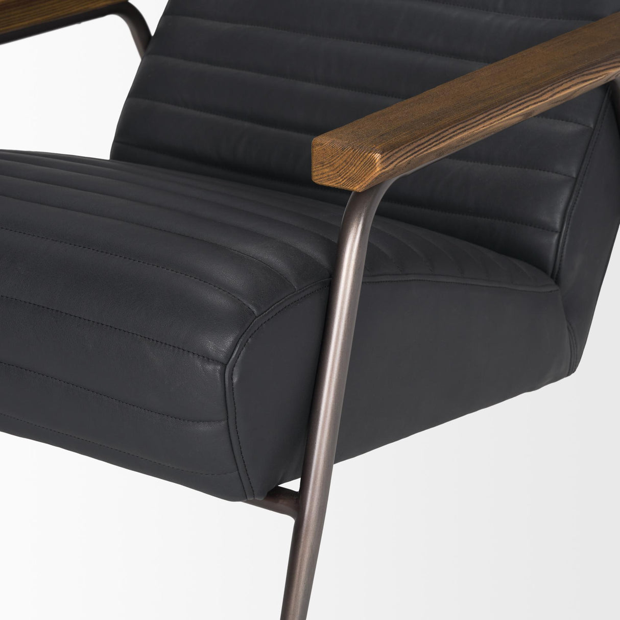 Mercana Grosjean Black Leather w/ Black Metal Frame Accent Chair