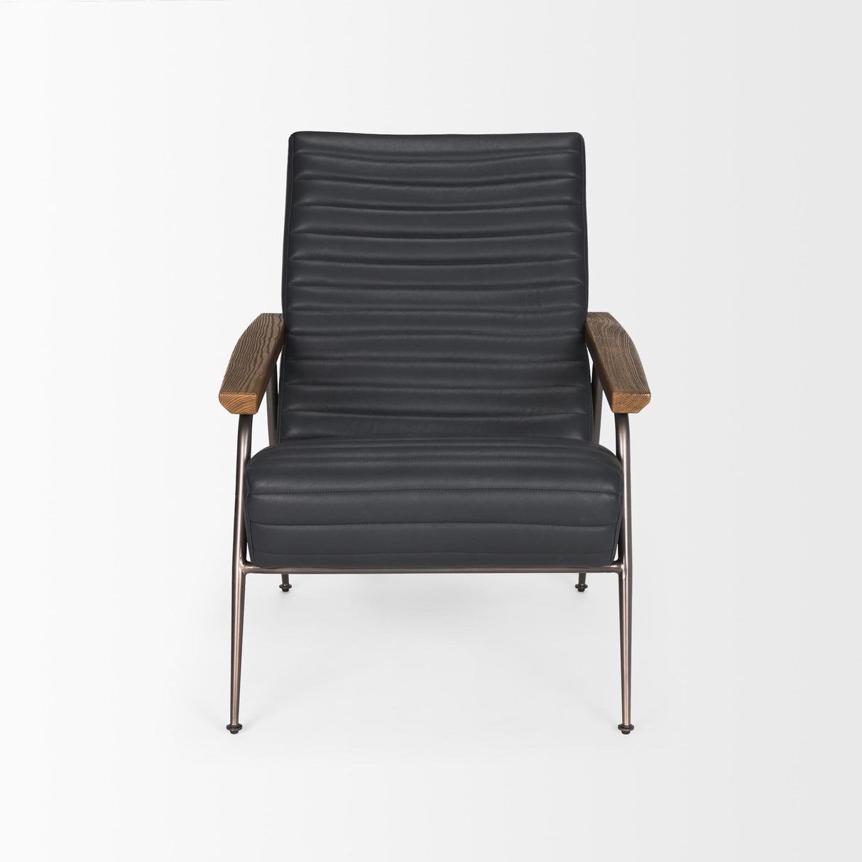 Mercana Grosjean Black Leather w/ Black Metal Frame Accent Chair