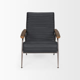 Mercana Grosjean Black Leather w/ Black Metal Frame Accent Chair