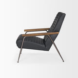 Mercana Grosjean Black Leather w/ Black Metal Frame Accent Chair