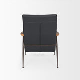Mercana Grosjean Black Leather w/ Black Metal Frame Accent Chair