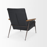 Mercana Grosjean Black Leather w/ Black Metal Frame Accent Chair