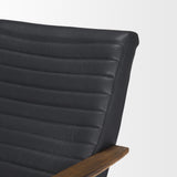 Mercana Grosjean Black Leather w/ Black Metal Frame Accent Chair