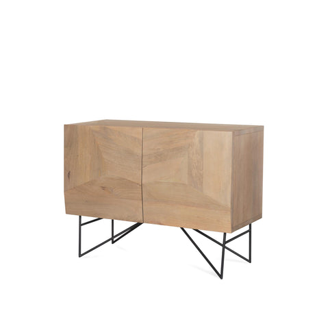 Mercana Darwin Light Brown Wooden 2 Door w/ 2 Shelves Accent Cabinet